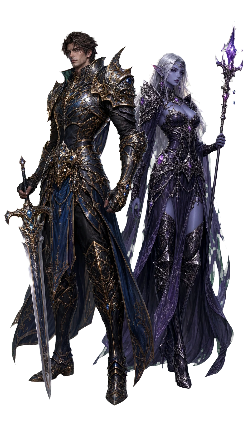 An original human fighter and dark elf mystic